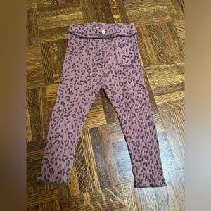 Zara Kids Ribbed Leopard Leggings - Mauve